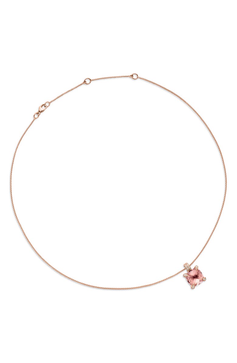 David Yurman Châteleine Diamond & Morganite Pendant Necklace, Alternate, color, 
