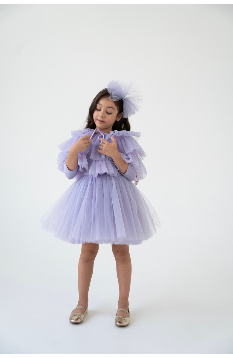 Mini Celebrities Cloud Tulle Dress Set, Alternate, color, Purple Bloom