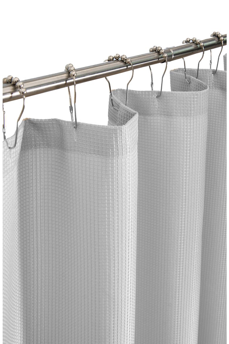Hotel Collection Waffle Shower Curtain, Alternate, color, SILVER