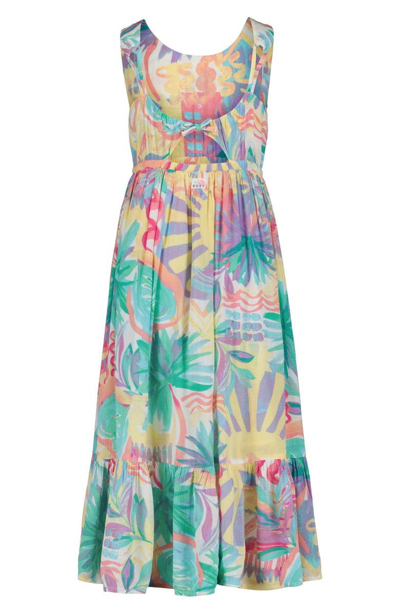Roxy Kids' Palm Print Sundress, Alternate, color, Coconut Milk