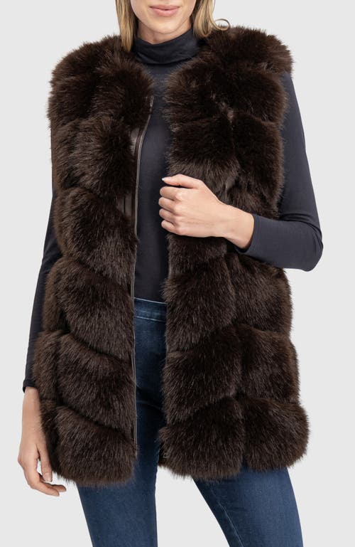 Lyla Grant Fur-free Fox (faux Fur) Chevron Vest In Brown