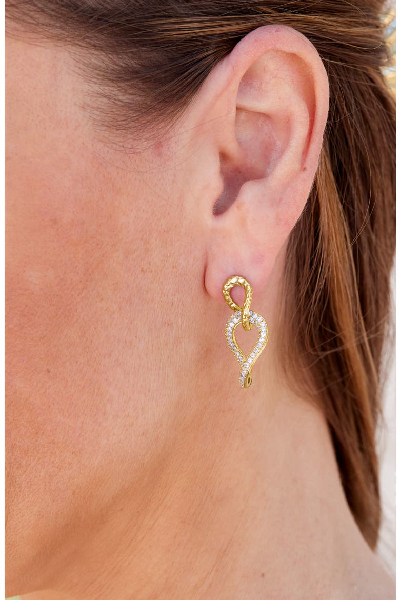 Cubic Zirconia Chain Drop Earrings, Alternate, color, YELLOW