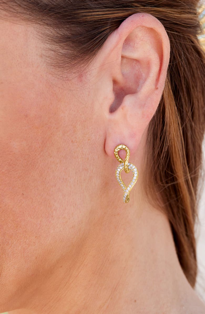 SAVVY CIE JEWELS Cubic Zirconia Chain Drop Earrings, Alternate, color, Yellow