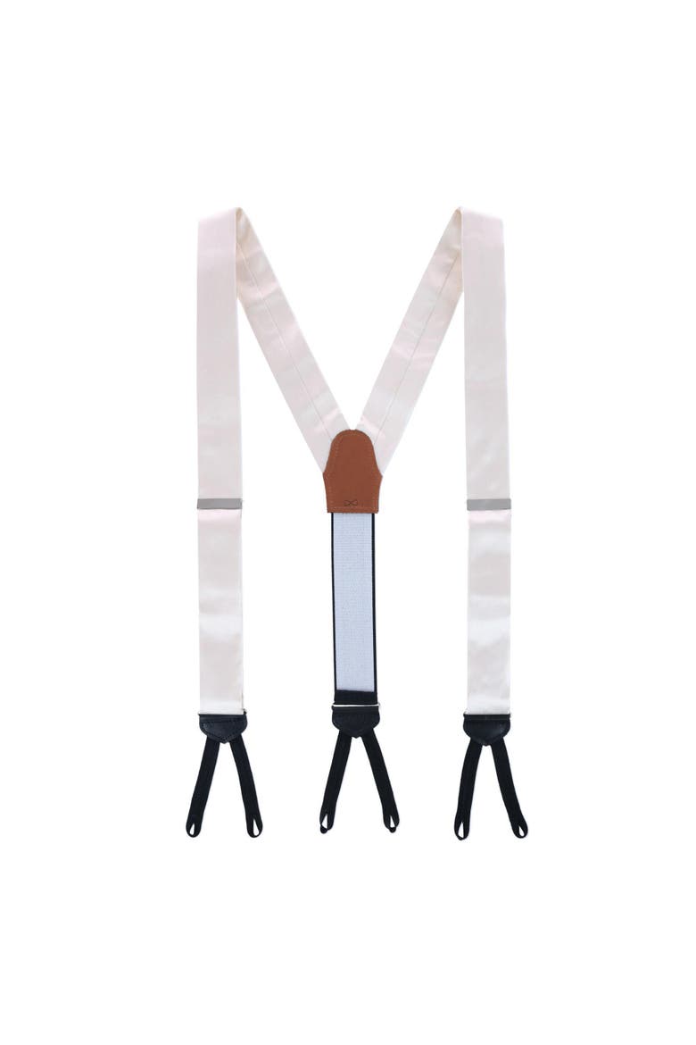 Sutton Solid Color Silk Brace and Bow Tie Combo, Alternate, color, Ivory