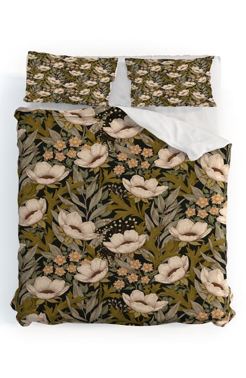 Floral Meadow Spring Green Duvet Cover & Shams Set