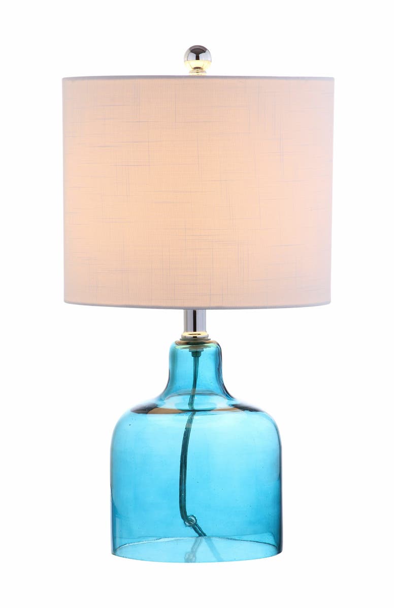 JONATHAN Y Gemma Glass Bell LED Table Lamp, Main, color, Moroccan Blue