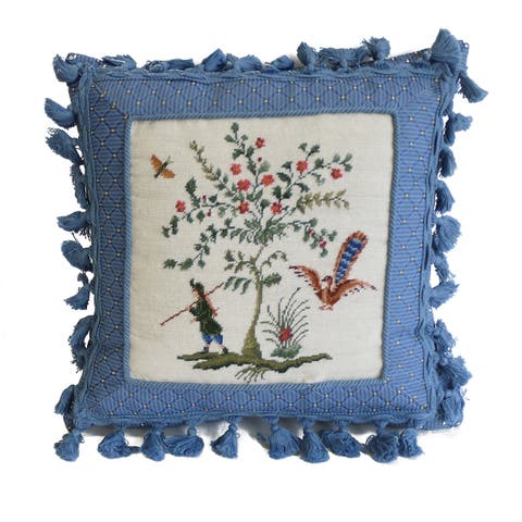 Colonial Williamsburg Boy And Peacock Needlepoint Accent Pillow