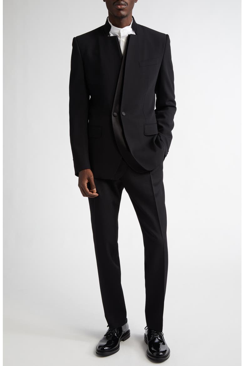 Classic Wool Blend Gabardine Tuxedo Pants, Alternate, color, N0000 NERO