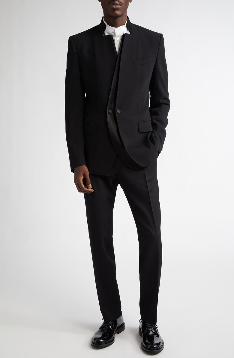 Dolce&Gabbana Double Breasted Wool & Silk Blend Gabardine Jacket, Alternate, color, N0000 Nero