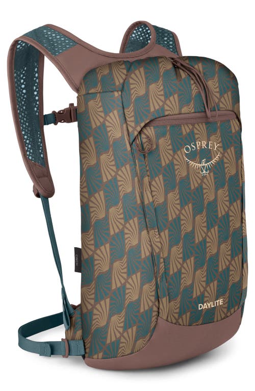 Osprey Daylite Cinch Backpack In Kazuma Print/magma Brown