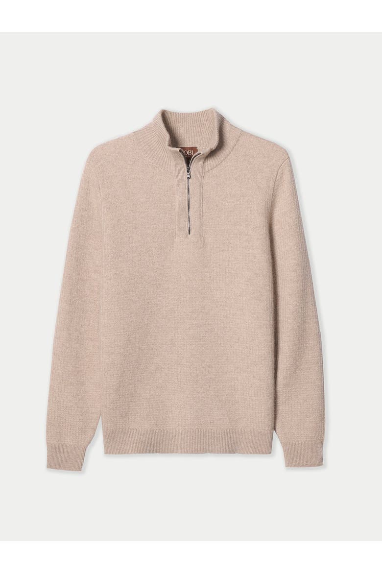 Men's Cashmere Waffle Knit Half-Zip Sweater, Main, color, warm grey