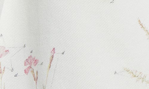Erdem Botanical Print Pleated High Waist Denim Shorts In White