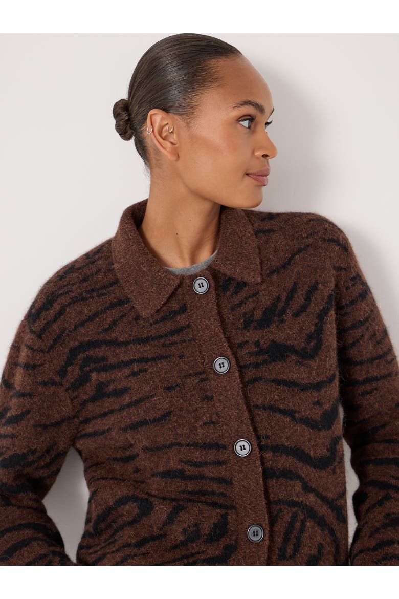 Wool Blend Jacquard Shirt Jacket, Alternate, color, Dark Brown