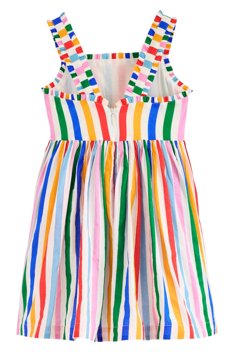Kids' Luna Stripe Ruffle Cotton Sundress, Alternate, color, MULTI RAINBOW STRIPE