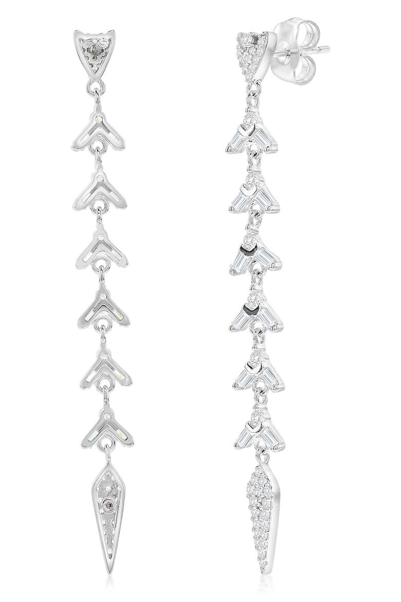 Cubic Zirconia Linear Drop Earrings, Alternate, color, WHITE