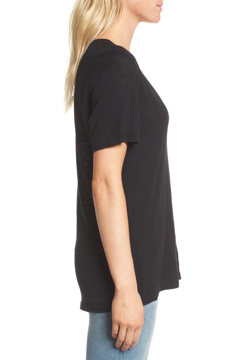 Splendid Everly Slub V-Neck Tee, Alternate, color, Black