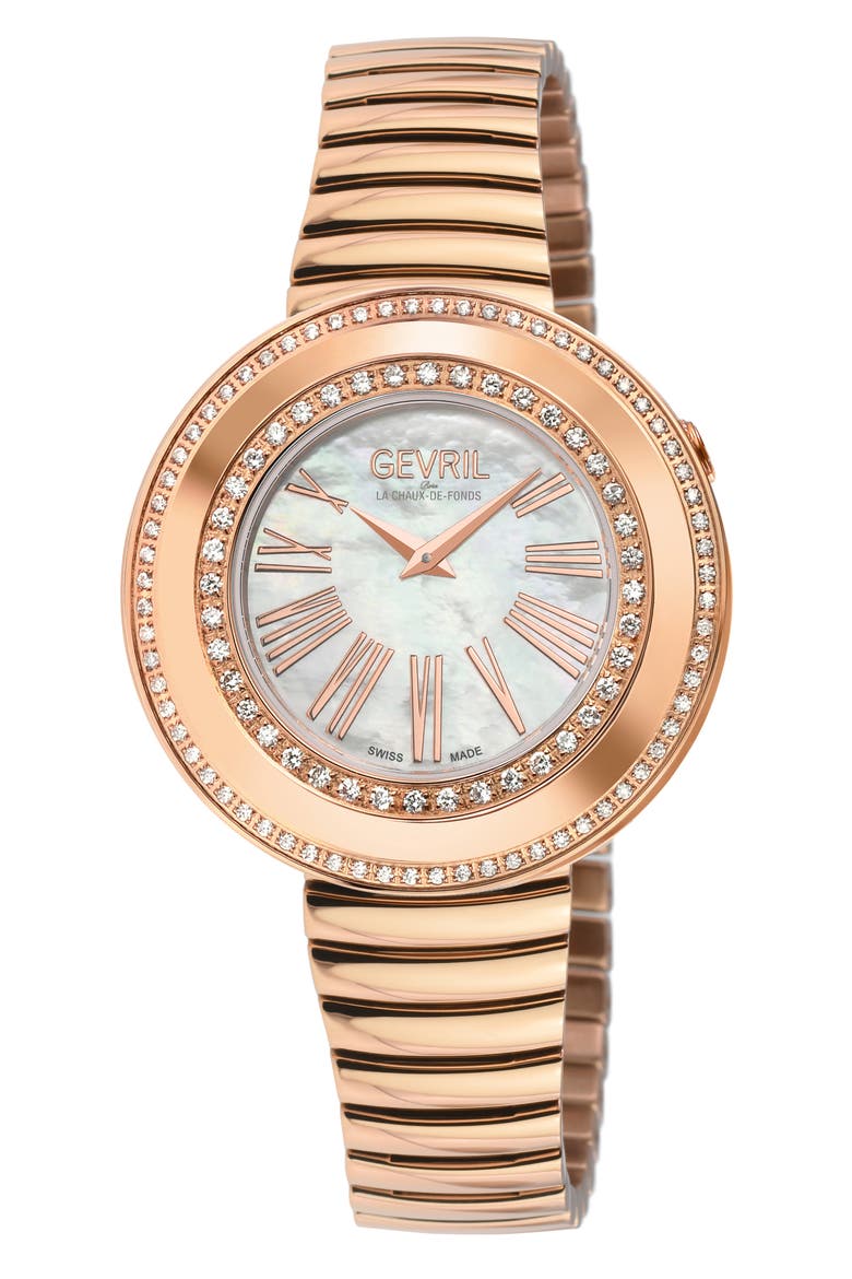 Gandria Diamond Bracelet Watch, 36mm - 0.8424ct., Main, color, IP ROSE