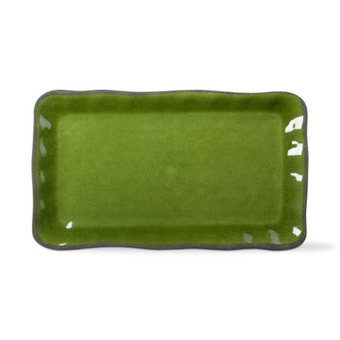 Veranda Green Melamine Rectangular Serving Platter Dishwasher Safe