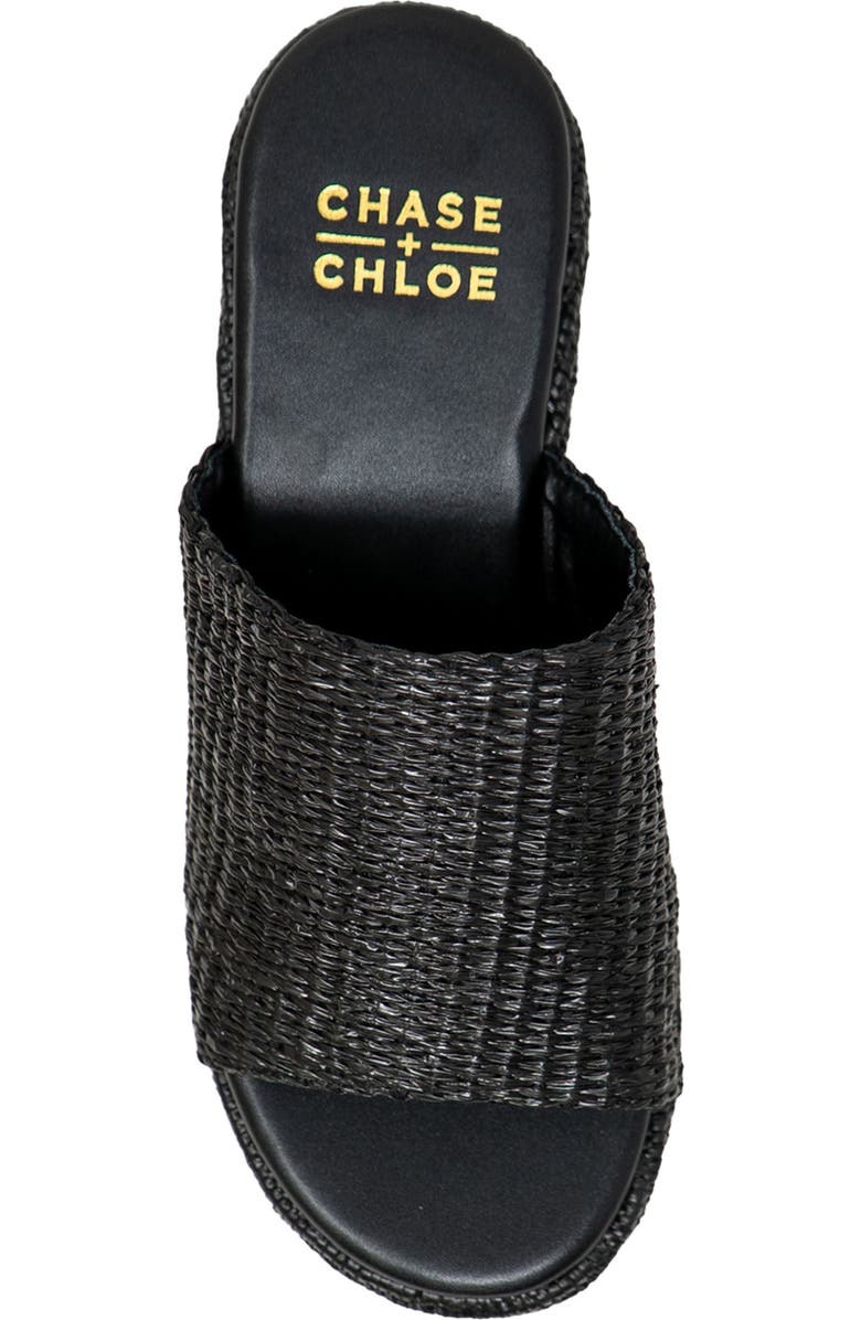 CHASE AND CHLOE Evani Raffia Wedge Platform Sandal, Alternate, color, Black