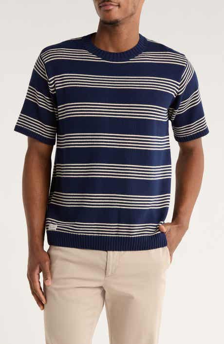 Percival Fiction Stripe Short Sleeve Cotton Crewneck Sweater