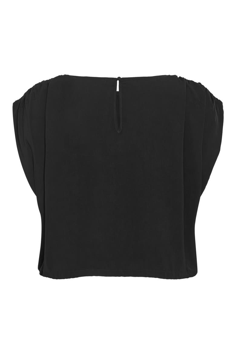 Elise Ruched Sleeve Drawstring Waist Top, Alternate, color, BLACK