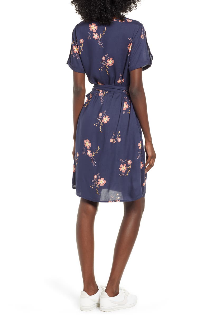 Roxy Monument View Floral Print Wrap Dress, Alternate, color,
