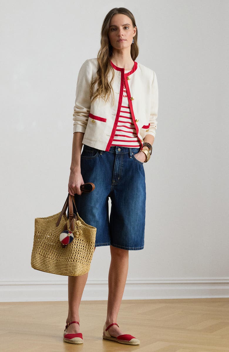 Lauren Ralph Lauren Wide Leg Bermuda Denim Shorts, Alternate, color, Maxen Wash Blue