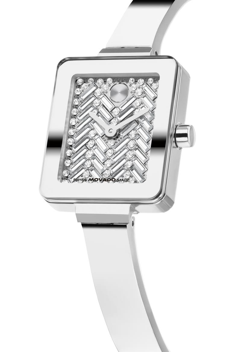 Bold Tank Mini Crystal Bangle Watch, Alternate, color, SILVER