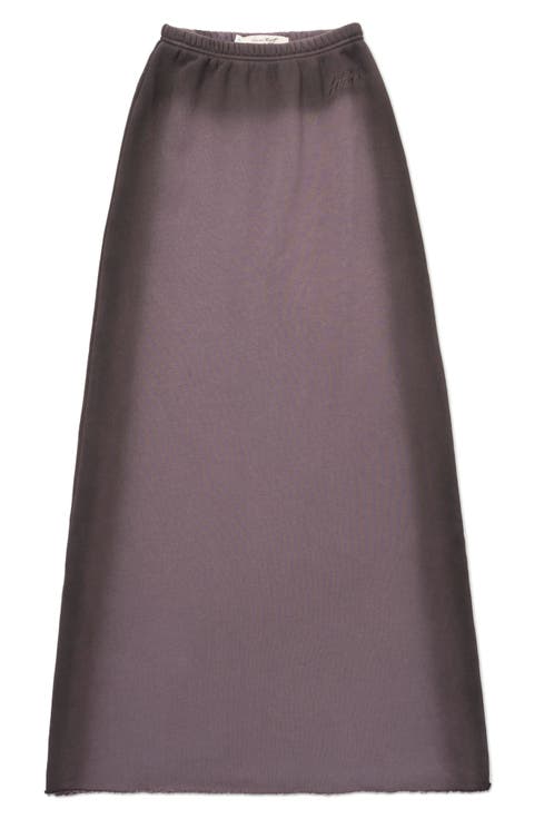 Spray Cotton French Terry Maxi Skirt