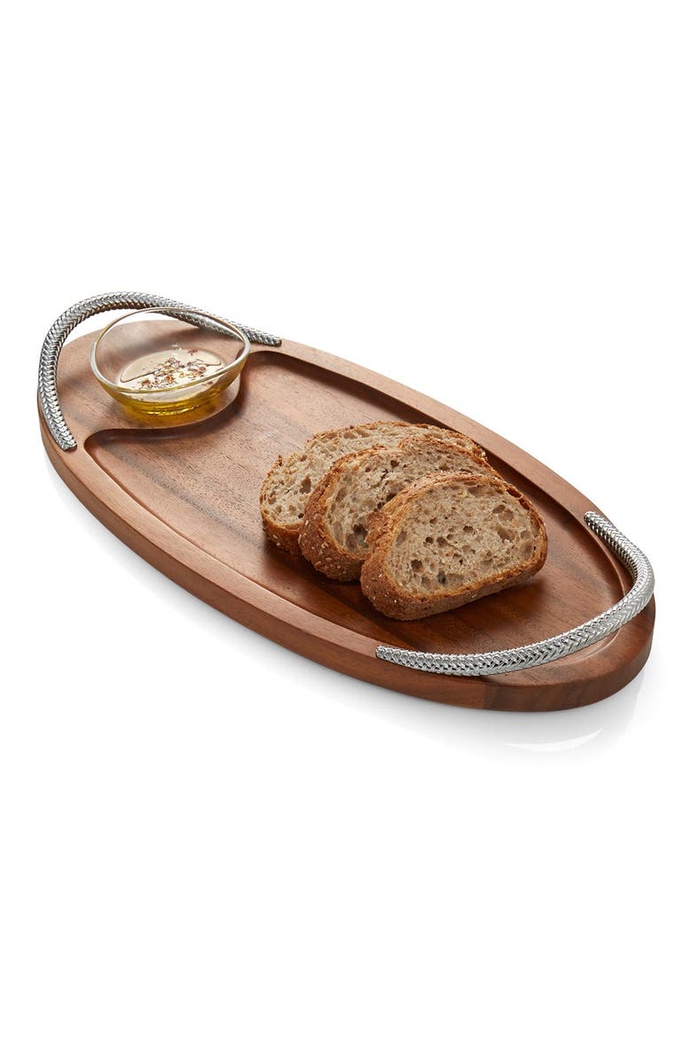 Bread Board & Dipping Bowl, Alternate, color, BROWN
