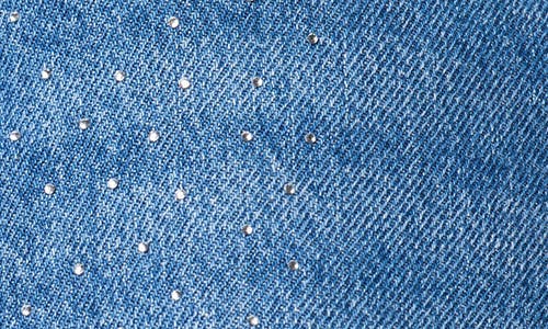Joe's Crystal Embellished Low Rise Wide Leg Jeans In Blue