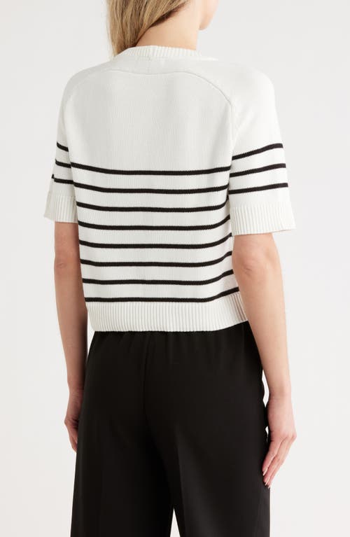 Vigoss Nautical Stripe Short Sleeve Sweater In White