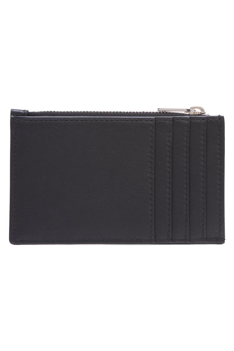 Logo Leather Zip Card Case, Alternate, color, BLACK/ BONE/ SILVER