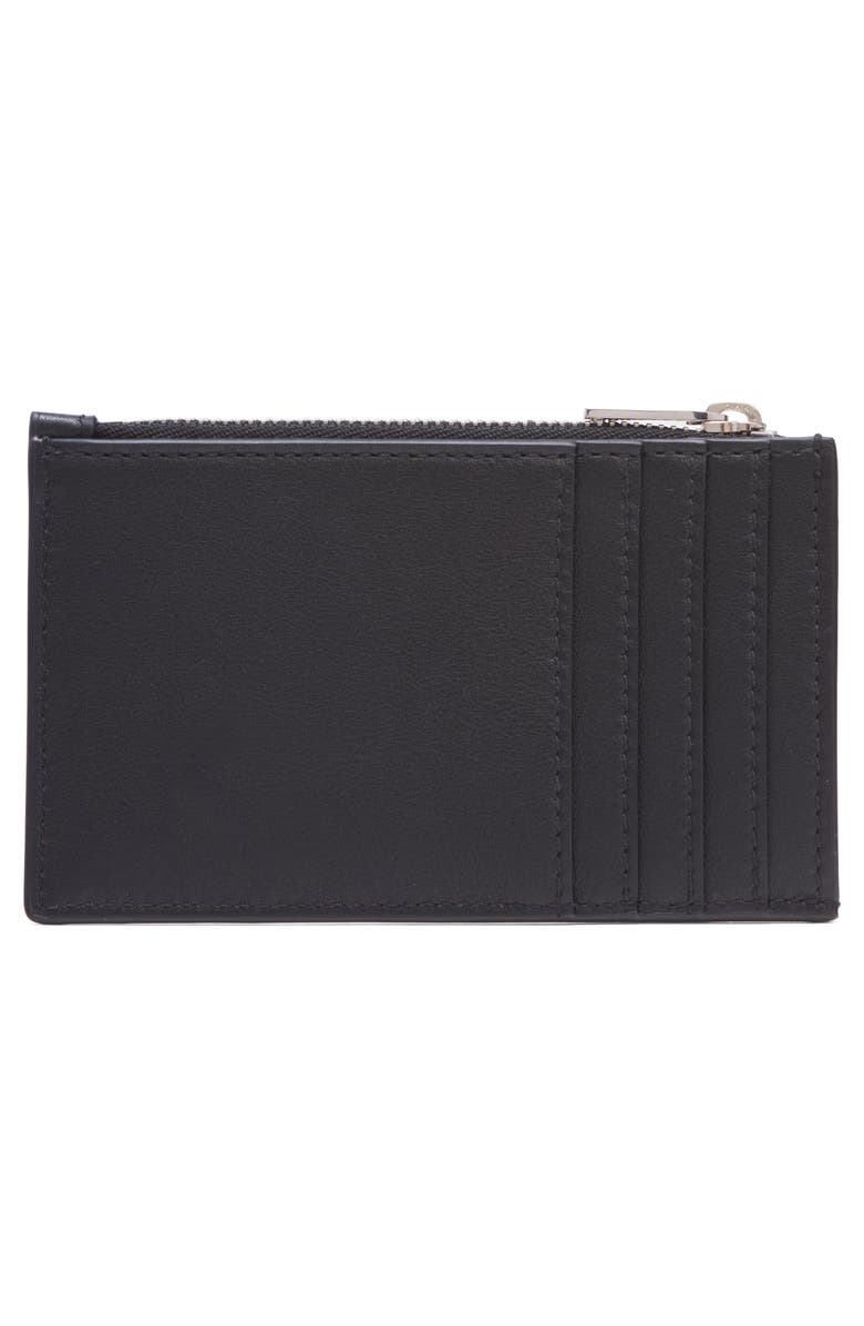 McQueen Logo Leather Zip Card Case, Alternate, color, Black/ Bone/ Silver