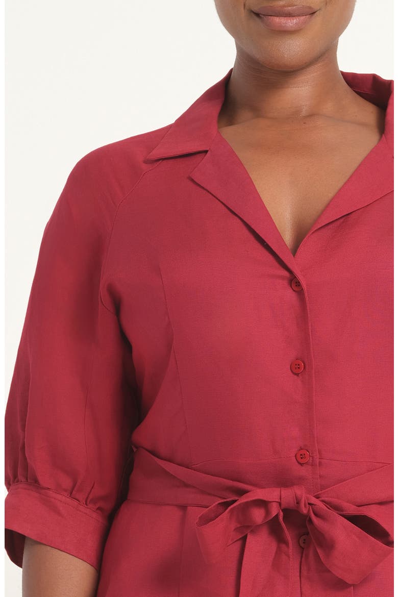 Maribel Linen Blend Shirtdress, Alternate, color, RASPBERRY