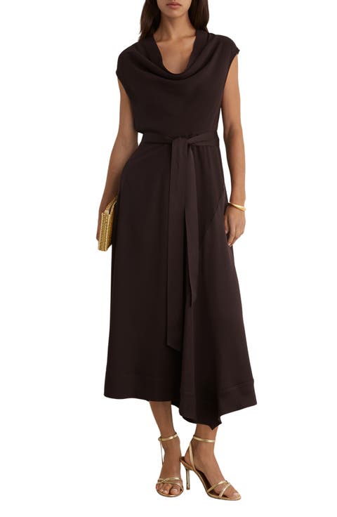 Justine Cowl Neck Asymmetrical Midi Dress