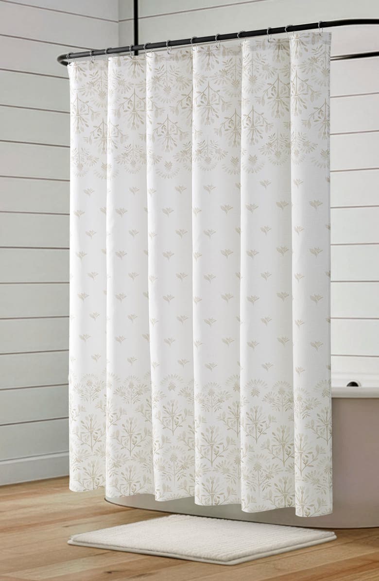 Jessica Simpson Floral Shower Curtain, Alternate, color, Tasia Taupe