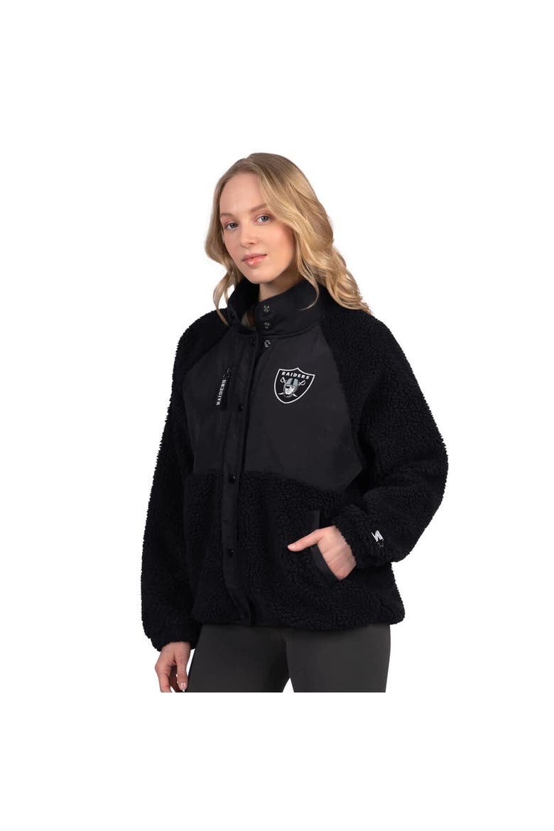Women's Starter Black Las Vegas Raiders On the Ball Sherpa Jacket, Main, color, Black