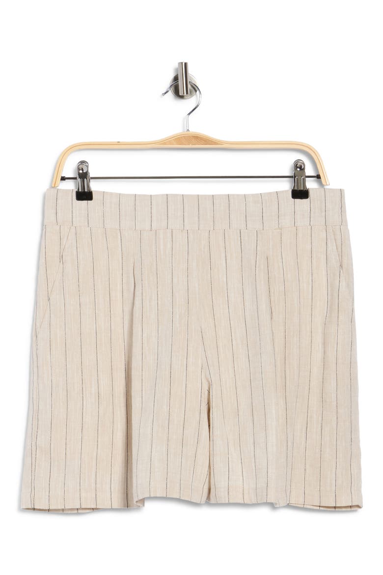 Stripe Linen Blend Shorts, Alternate, color, IVORY/ BLACK