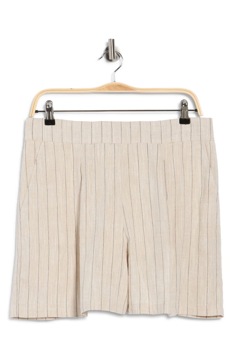 matty m. Stripe Linen Blend Shorts, Main, color, Ivory/ Black