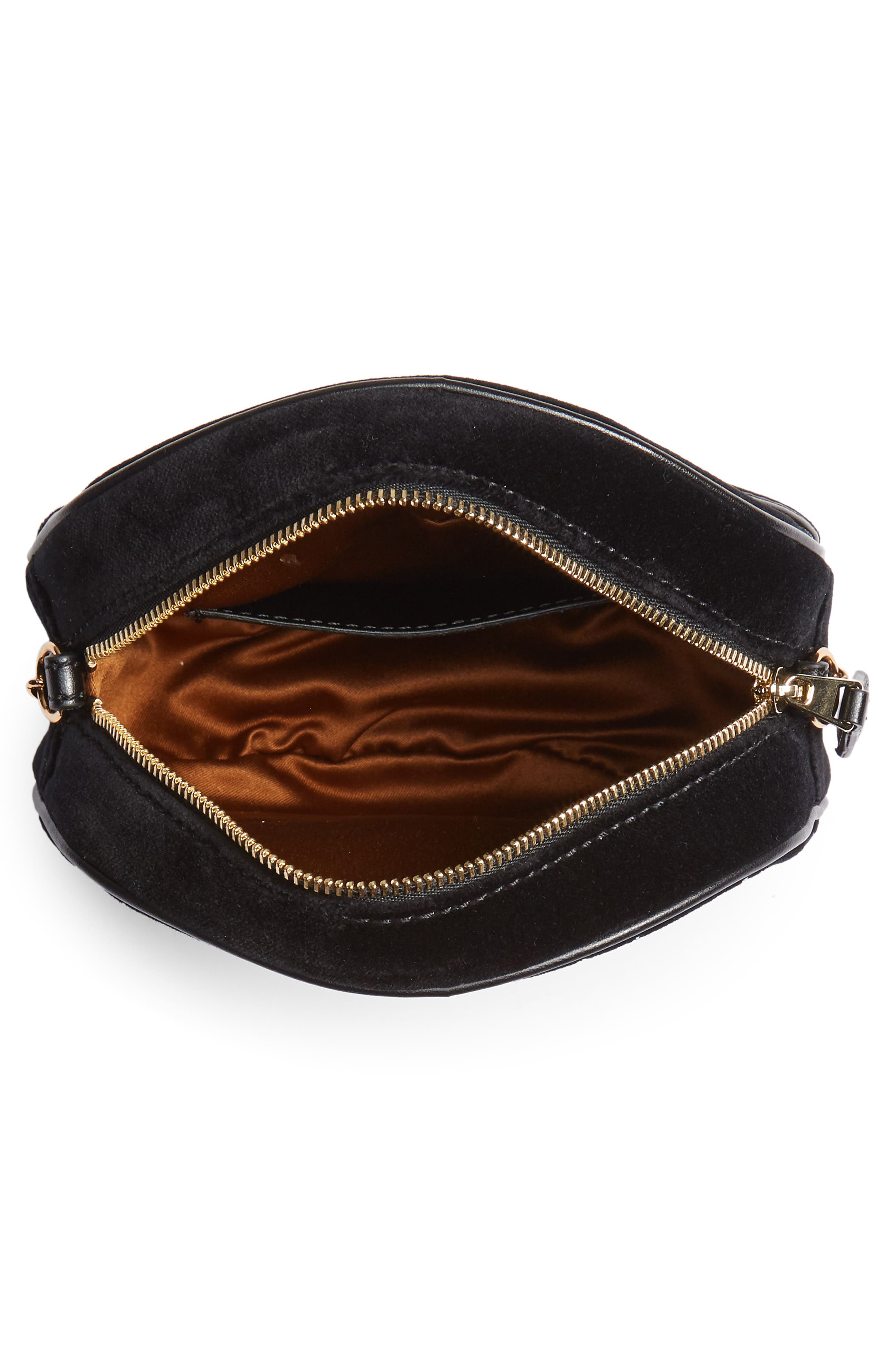 Stella McCartney Crystal Monogram Velvet Circle Crossbody Bag, Alternate, color, 