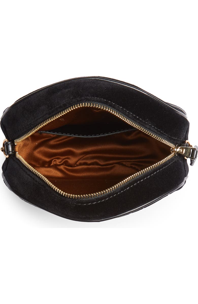 Stella McCartney Crystal Monogram Velvet Circle Crossbody Bag, Alternate, color,