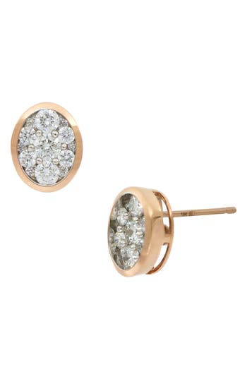 Bony Levy 18k Rose Gold Pavé Diamond Oval Stud Earrings In 18k Rose Gold