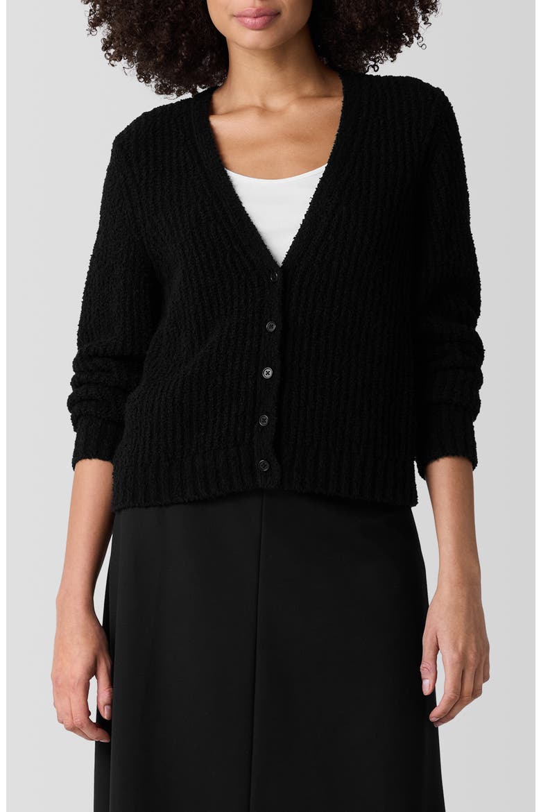 V-Neck Organic Cotton Blend Cardigan, Main, color, BLACK