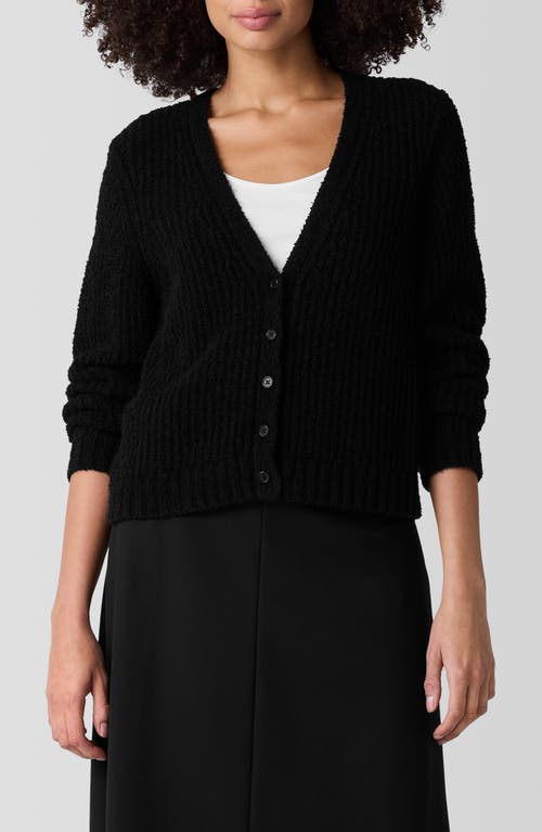 Eileen Fisher V-neck Organic Cotton Blend Cardigan In Black