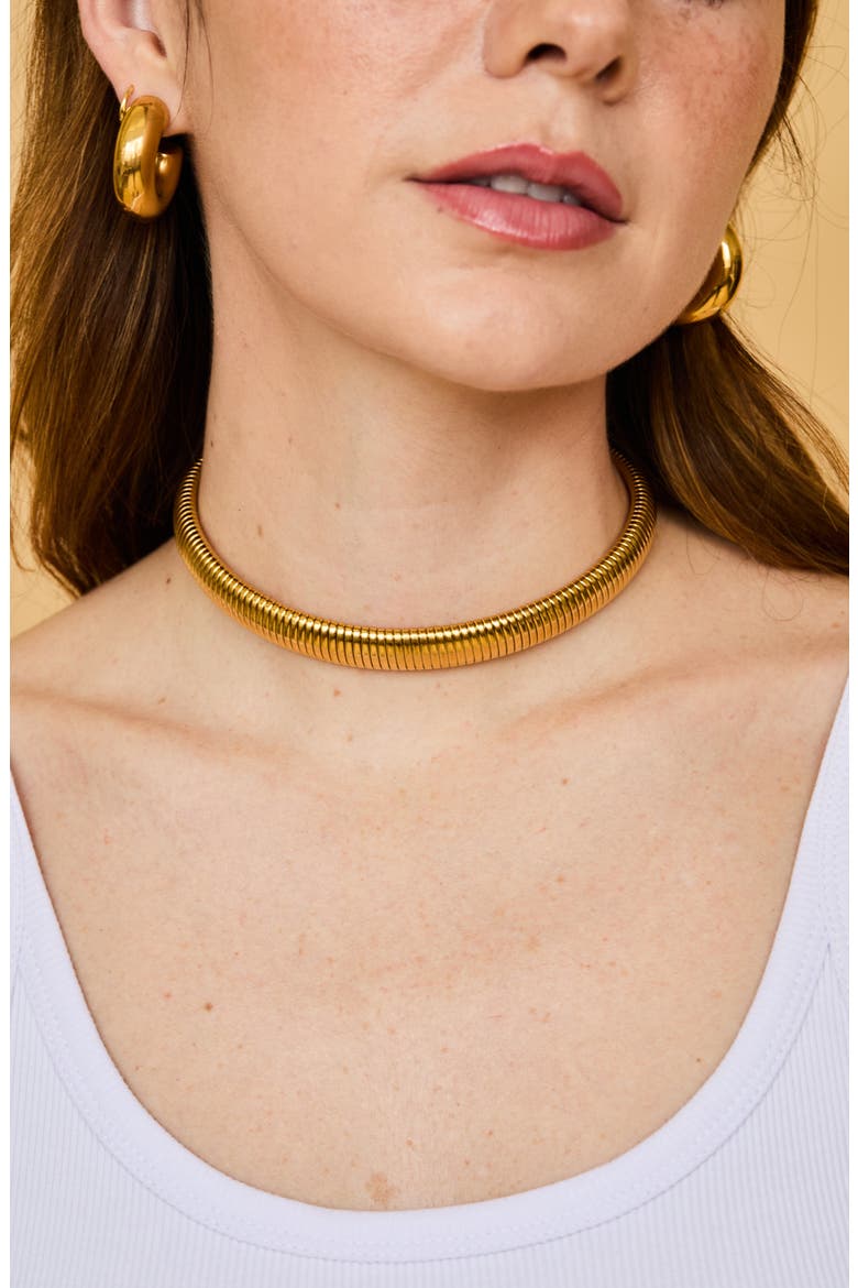 Slinky Chain Choker Necklace, Alternate, color, GOLD