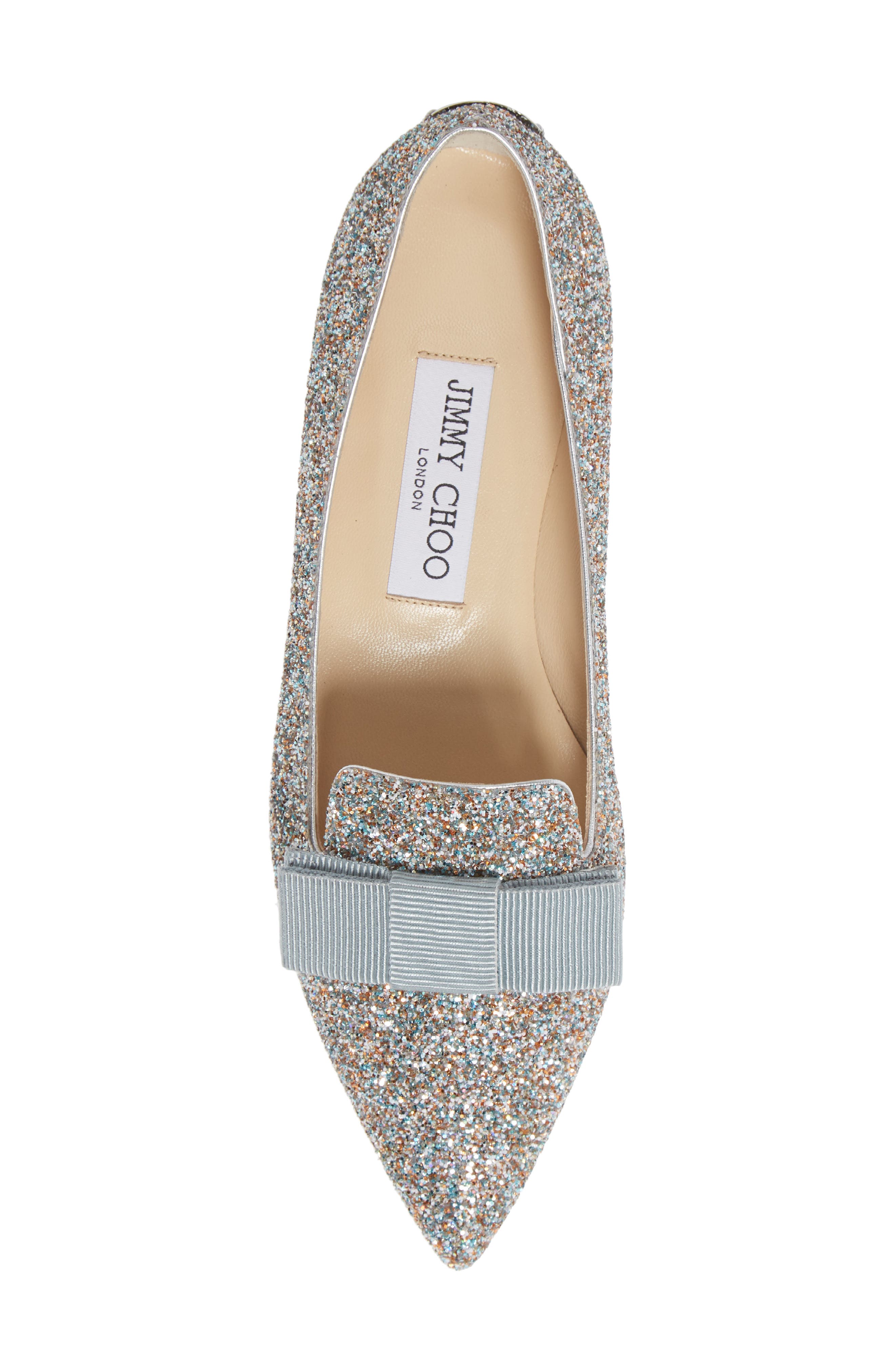 Jimmy Choo Gala Glitter Bow Flat, Alternate, color, 