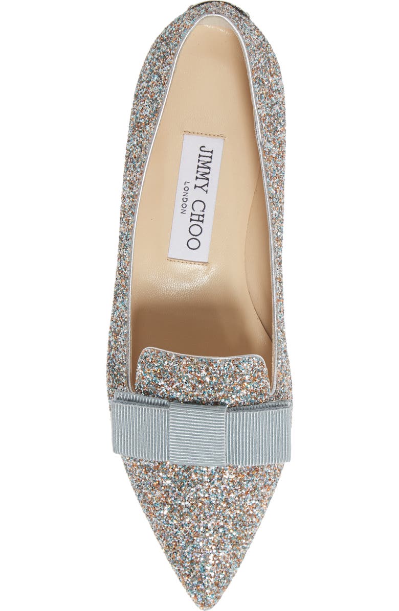 Jimmy Choo Gala Glitter Bow Flat, Alternate, color,