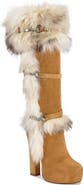 AZALEA WANG Rylan Faux Leather Knee High Boot with Faux Fur Trim