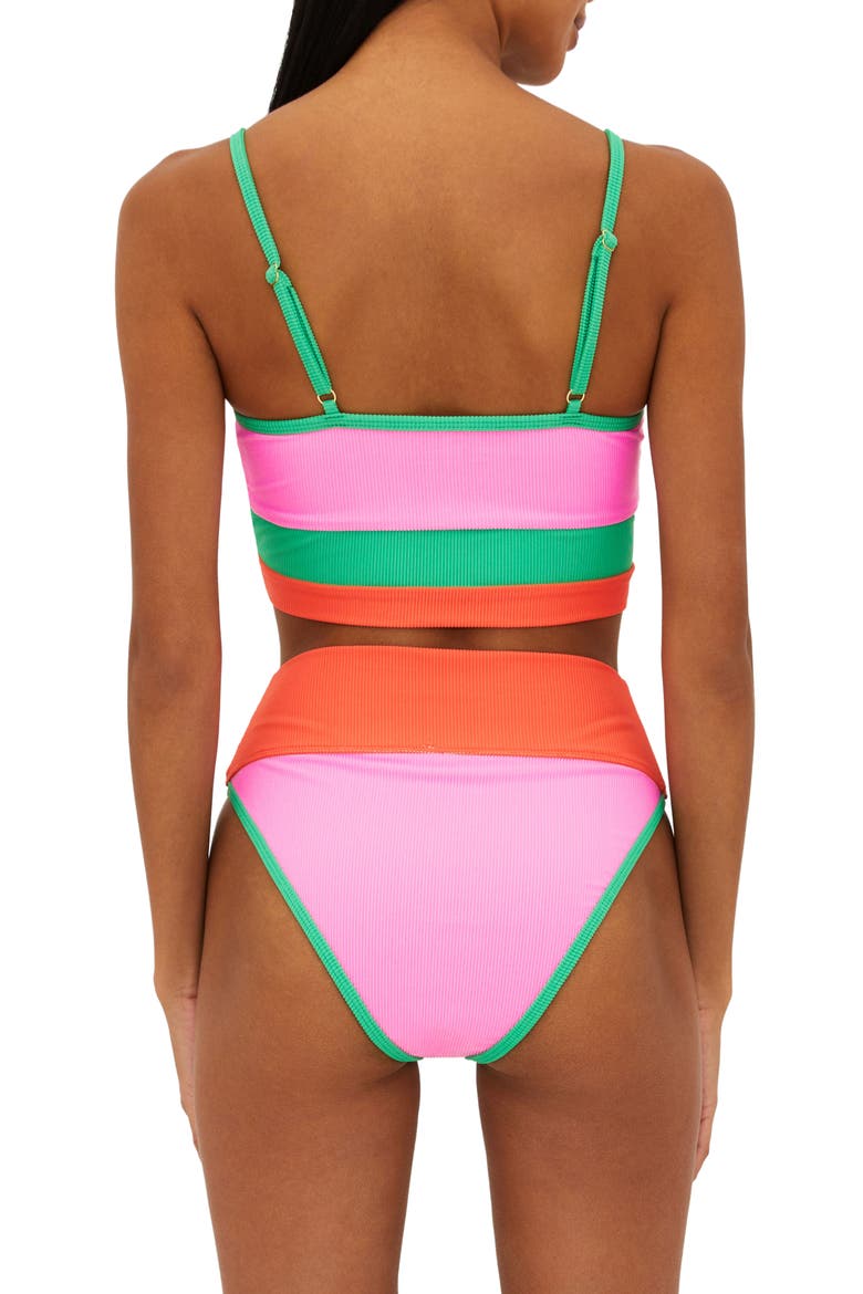 Eva Colorblock Bikini Top, Alternate, color, CORAL BEACH COLORBLOCK